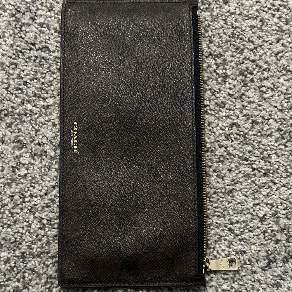 Coach Dark Brown Leather Long Wallet